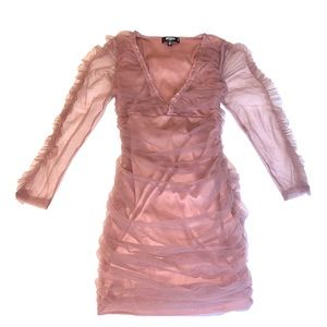 Misguided Frill Sleeve Organza Ruched Mini Dress